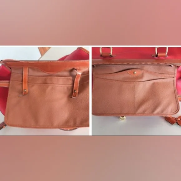 Dooney & Bourke 1990's Gladstone Weekender Luggage, Red AWL - Picture 12 of 16